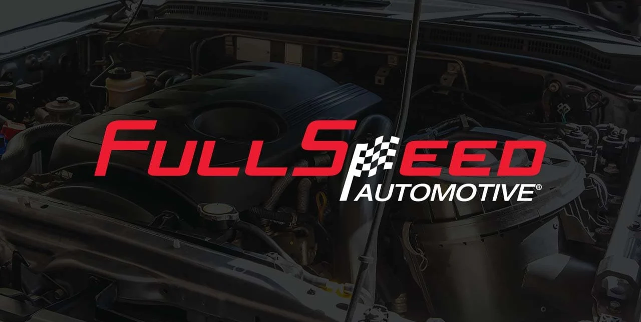 A car engine with the FullSpeed Automotive logo in red and white text overlayed across the image.